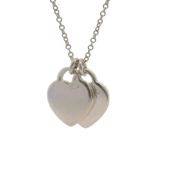 Tiffany & Co Return To Tiffany Mini Heart Tag 925 Silver Necklace Pink Enamel